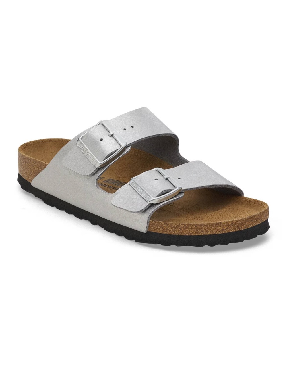 Birkenstock Arizona Soft Footbed Metallic Silver Leather Sandals 5 / 36